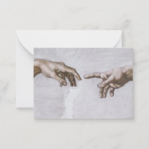 Hands of God and Adam by Michelangelo Note Card