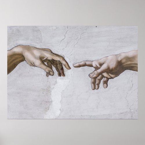 Hands of God and Adam by Michelangelo Poster