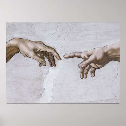 Hands of God and Adam by Michelangelo Poster