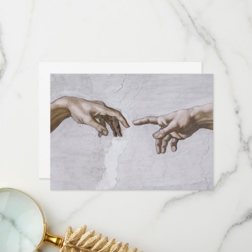 Hands of God and Adam by Michelangelo Thank You Card