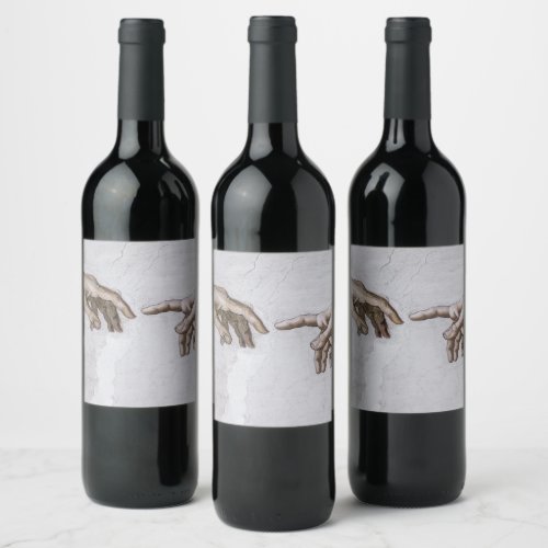 Hands of God and Adam by Michelangelo Wine Label