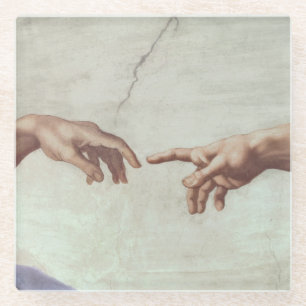 Hands of God and Adam Glass Coaster