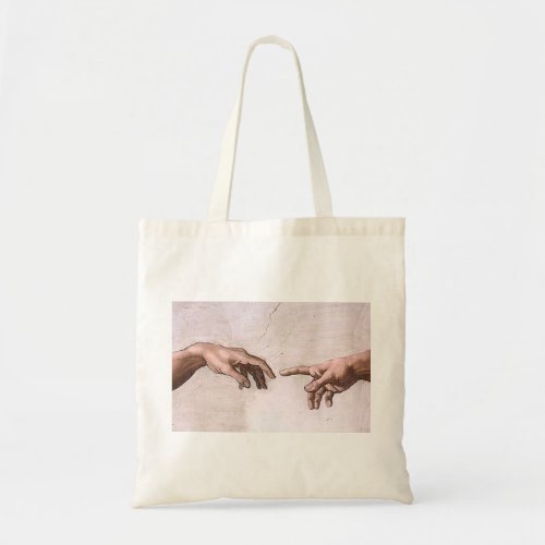 Hands_of_God_and_Adam large Tote Bag