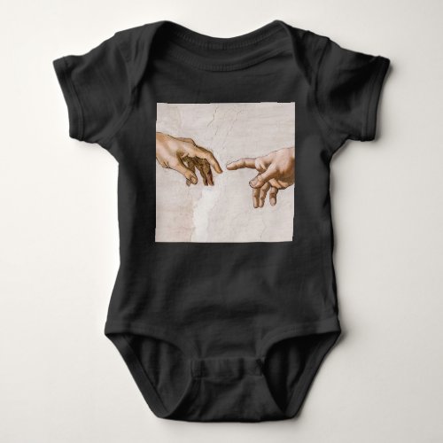 Hands of God the Father and Adam by Michelangelo Baby Bodysuit