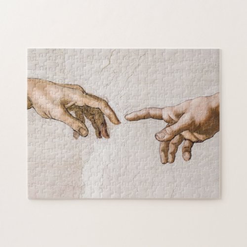 Hands of God the Father and Adam by Michelangelo Jigsaw Puzzle