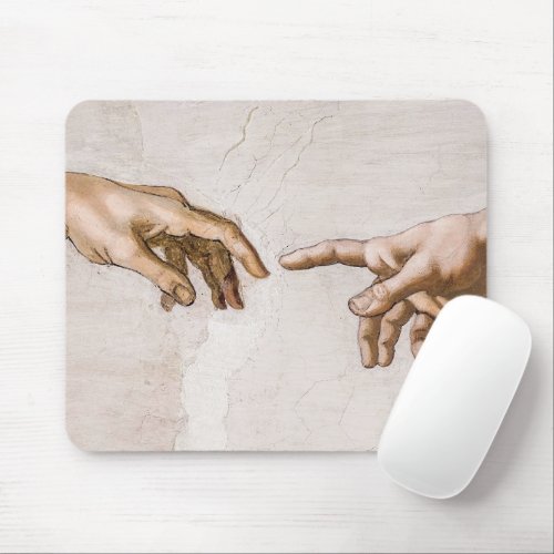 Hands of God the Father and Adam by Michelangelo Mouse Pad