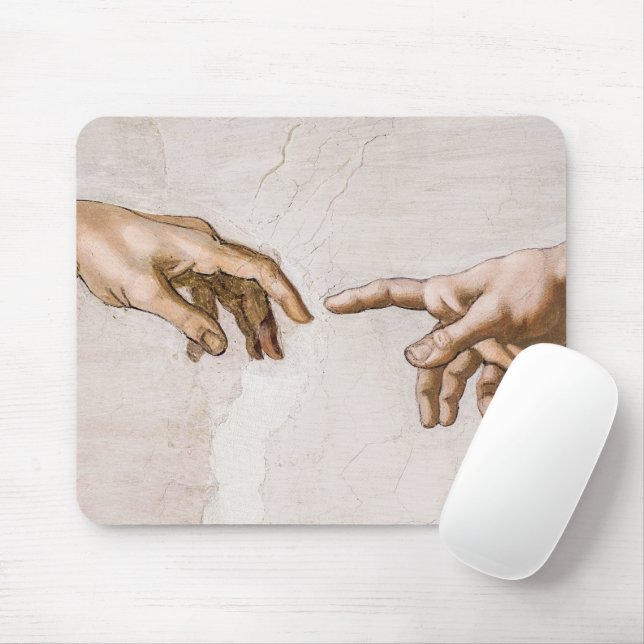 Hands of God the Father and Adam by Michelangelo Mouse Pad (With Mouse)