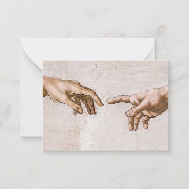 Hands of God the Father and Adam by Michelangelo Note Card (Front)