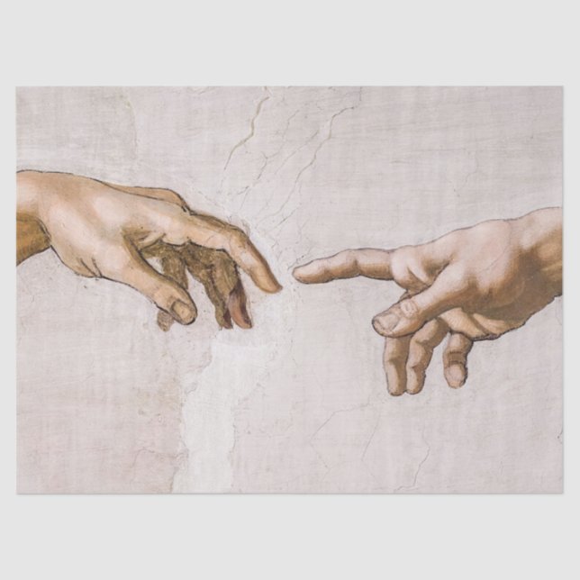 Hands of God the Father and Adam by Michelangelo Tissue Paper (Front)