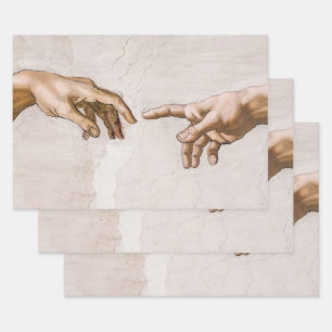 Hands of God the Father and Adam by Michelangelo Wrapping Paper Sheets