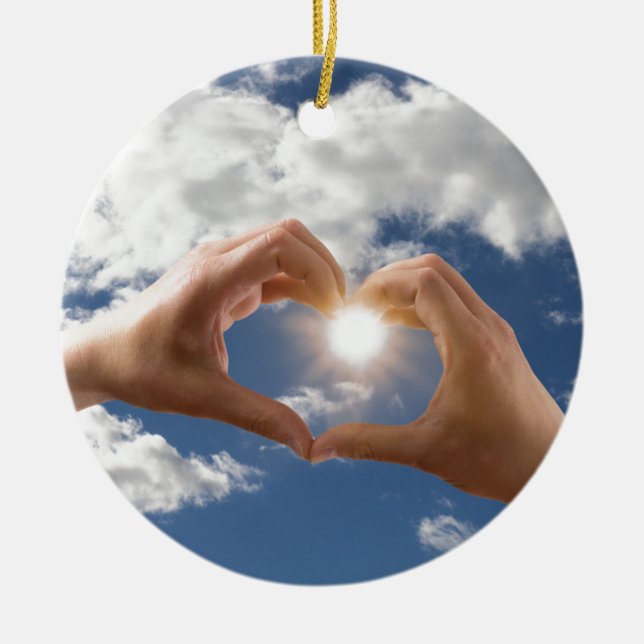 Hands of love ceramic ornament (Front)