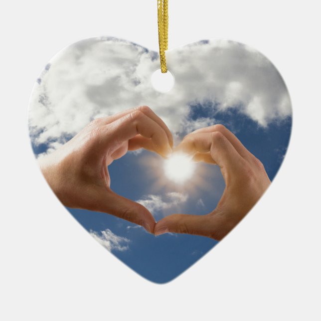 Hands of love ceramic ornament (Front)