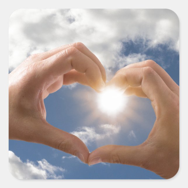 Hands of love square sticker (Front)