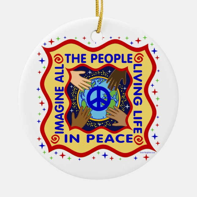 Hands of Peace Ceramic Ornament (Front)