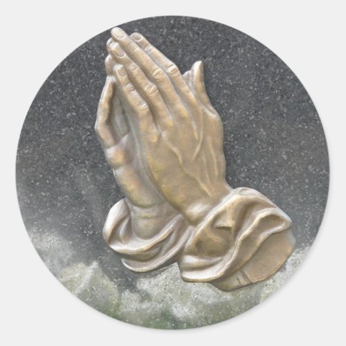 HANDS OF PRAYER CLASSIC ROUND STICKER