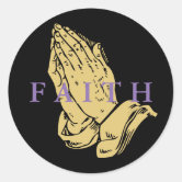 PRAYING HANDS CLASSIC ROUND STICKER, Zazzle