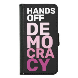 Hands Off Democracy Black Hot Pink Protesting  Samsung Galaxy S5 Wallet Case