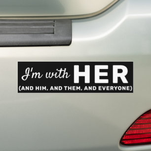 Hands Off I'm w/ Her Trans Rights American Glitter Bumper Sticker