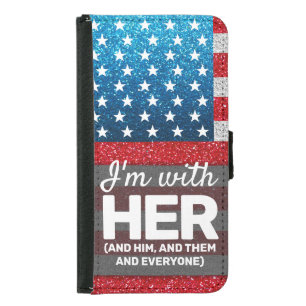 Hands Off I'm with Her LGBTQ American Flag Glitter Samsung Galaxy S5 Wallet Case