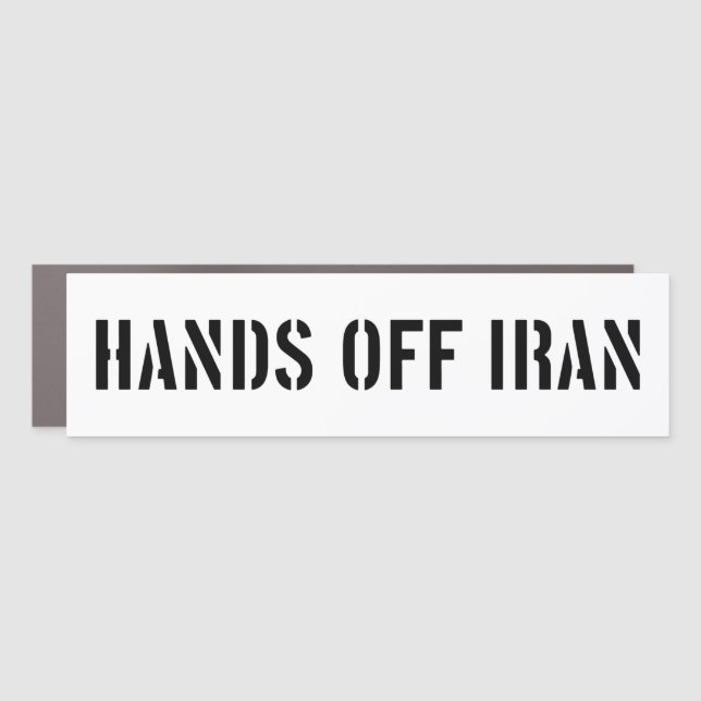 Hands Off Iran Anti-Trump Anti-War Bumper Car Magnet (Front)