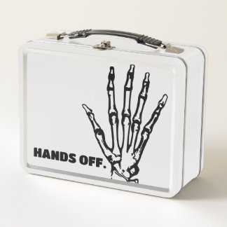 HANDS OFF lunchbox ADD YOUR OWN TEXT