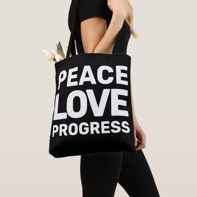 Hands Off Movement Protest Peace Love Progress Tote Bag (Close Up)