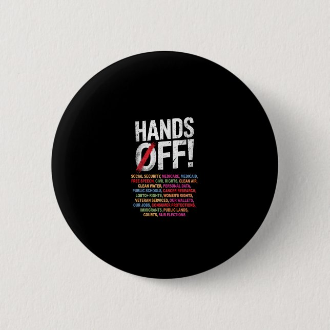 Hands Off My Social Security 2025 Protest Long Sle Button (Front)