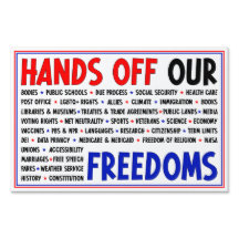 Hands Off Our Freedoms Civil Rights Protest Sign