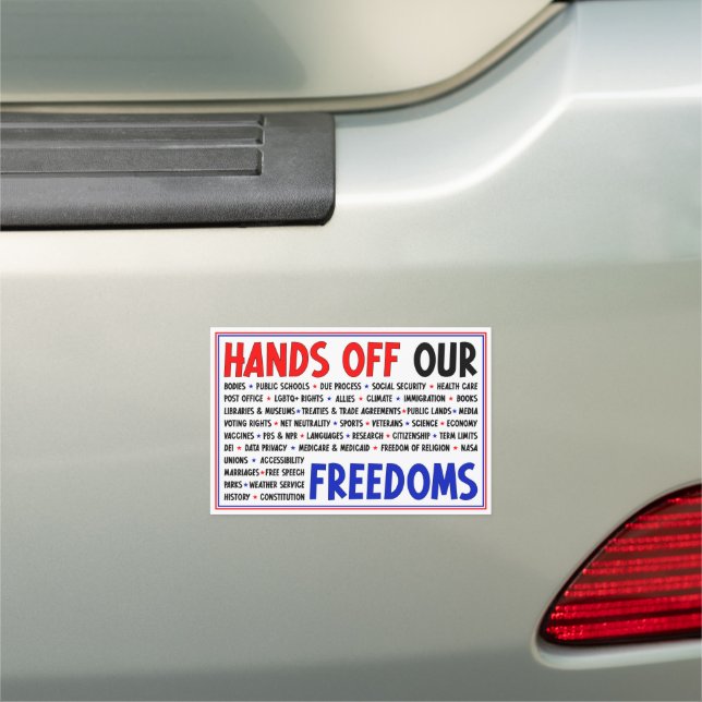 Hands Off Our Freedoms Civil Rights Protest Sign (In Situ)