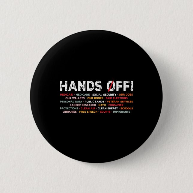 Hands Off Our Social Programs Stand Up For Justice Button (Front)