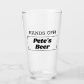 Hand's Off! Personalized Beer Glass (Front)