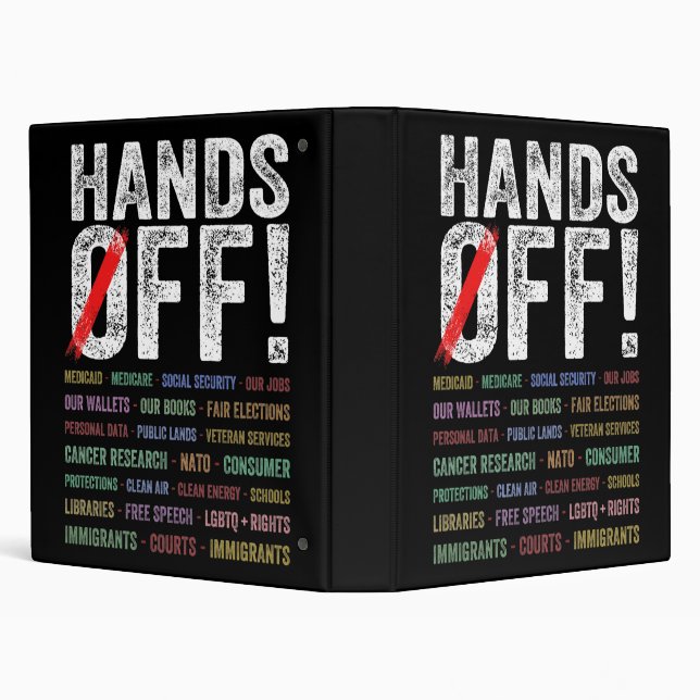 Hands Off Protest 3 Ring Binder (Background)