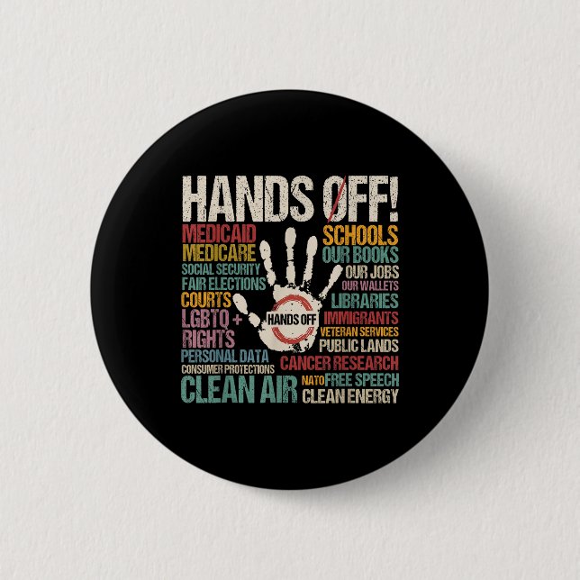 Hands Off Protest  Button (Front)
