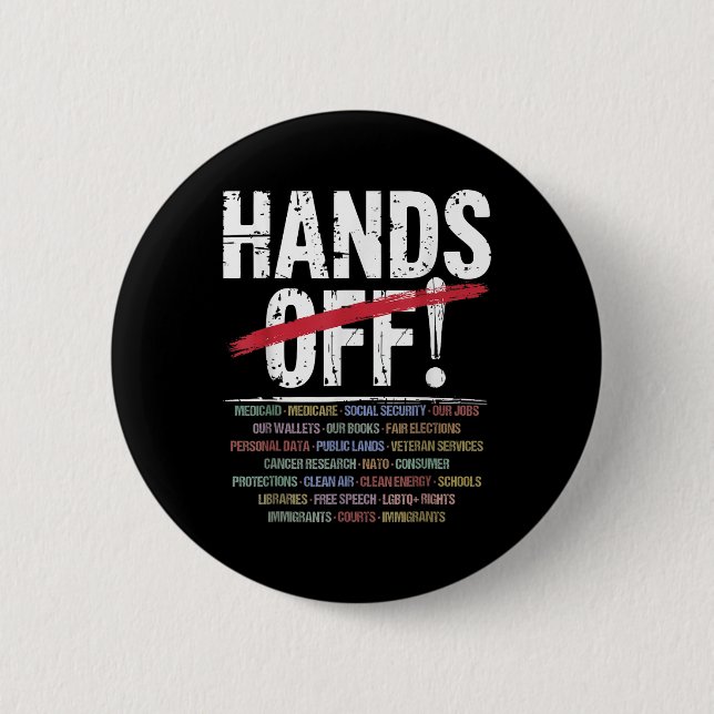 Hands Off Protest  Button (Front)