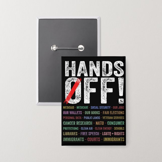 Hands Off Protest Button (Front/Back)