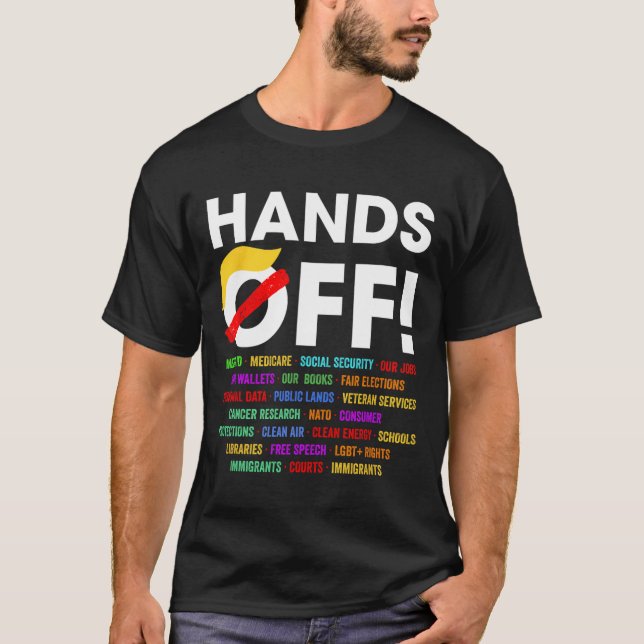 Hands Off Protest Saturday April 5 Men Women 5  T-Shirt (Front)