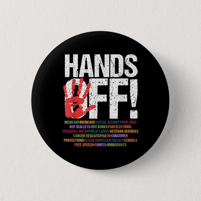 Hands Off Protest Social Security And Medicare  Button (Front)