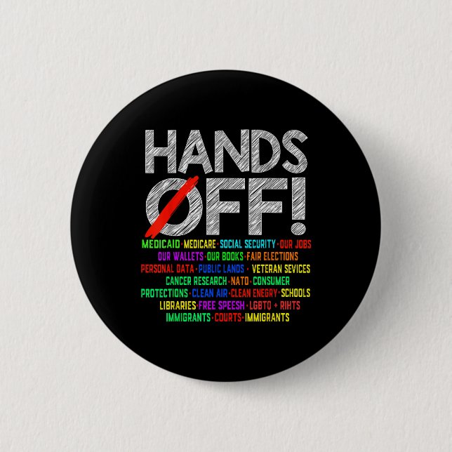 Hands Off Protest Social Security And Medicare Pro Button (Front)