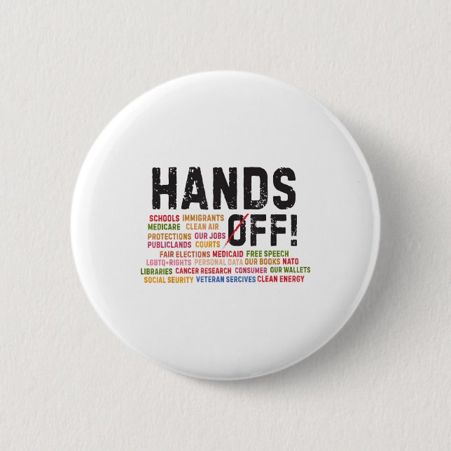 Hands Off Protest Social Security And Medicare Pro Button (Front)