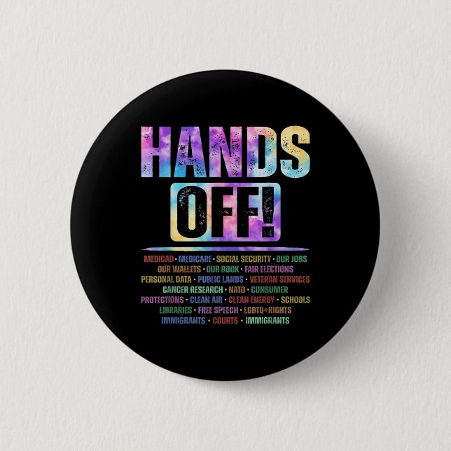 Hands Off Protest Social Security And Medicare Pro Button (Front)
