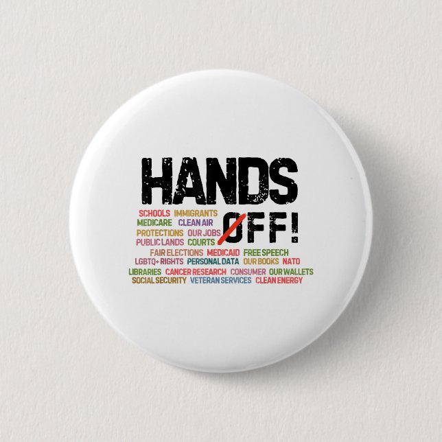 Hands Off Protest Social Security And Medicare Pro Button (Front)