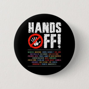 Hands Off Protest Social Security And Medicare Pro Button