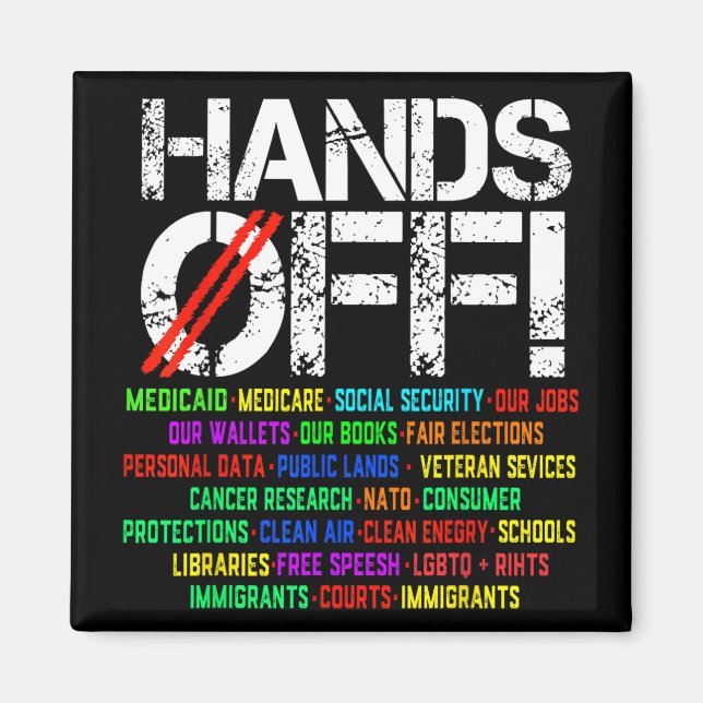 Hands Off Protest Social Security And Medicare Pro Magnet (Front)
