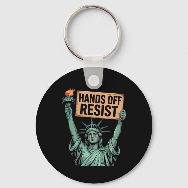 Hands Off Protest Social Security Medicare Protest Keychain (Front)