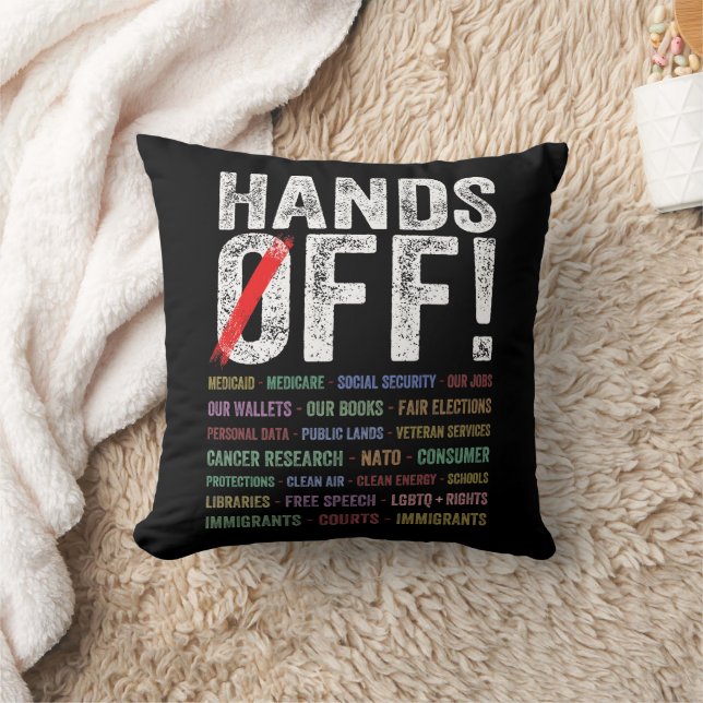 Hands Off Protest Throw Pillow (Blanket)