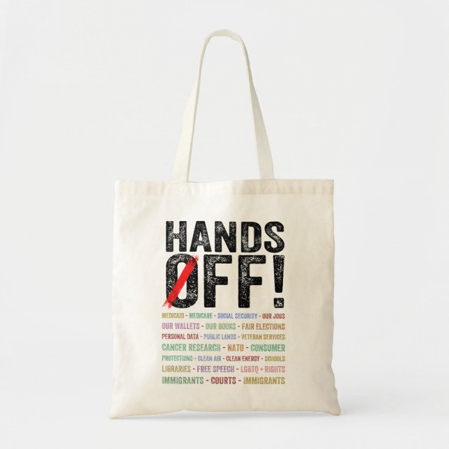 Hands Off Protest Tote Bag (Front)