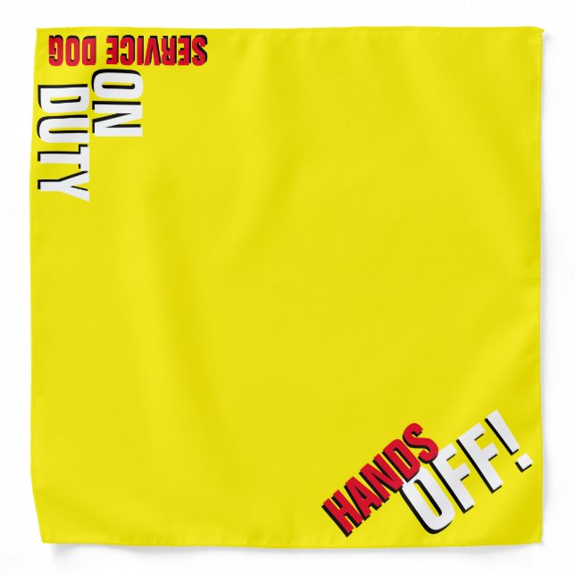 HANDS OFF! SERVICE DOG BANDANA (Yellow) (Front)