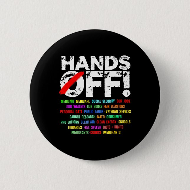 Hands Off Social Security Protest Resist  Button (Front)