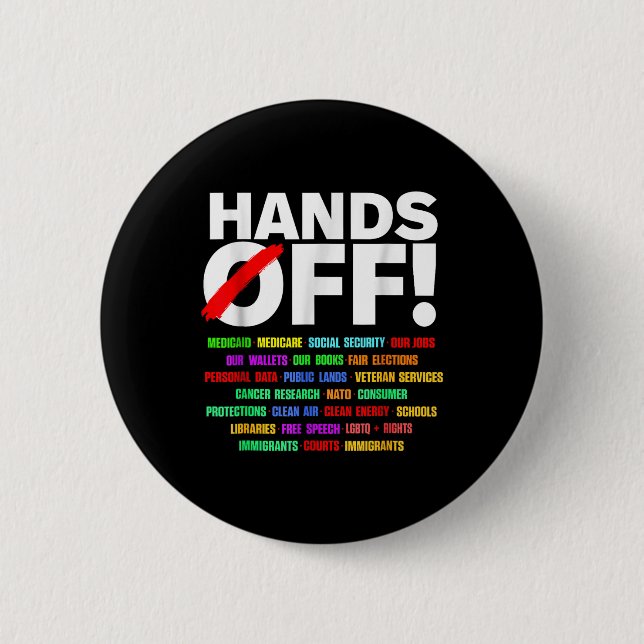Hands Off Social Security Protest Resist  Button (Front)