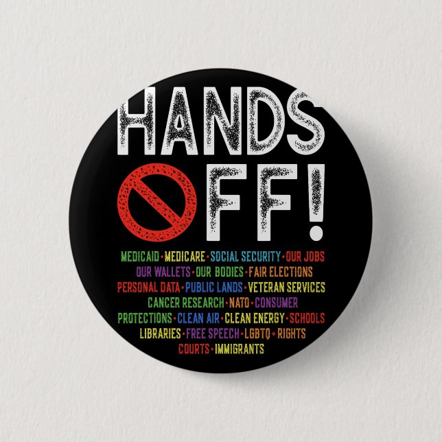 Hands Off Social Security Protest Resist Save Demo Button (Front)